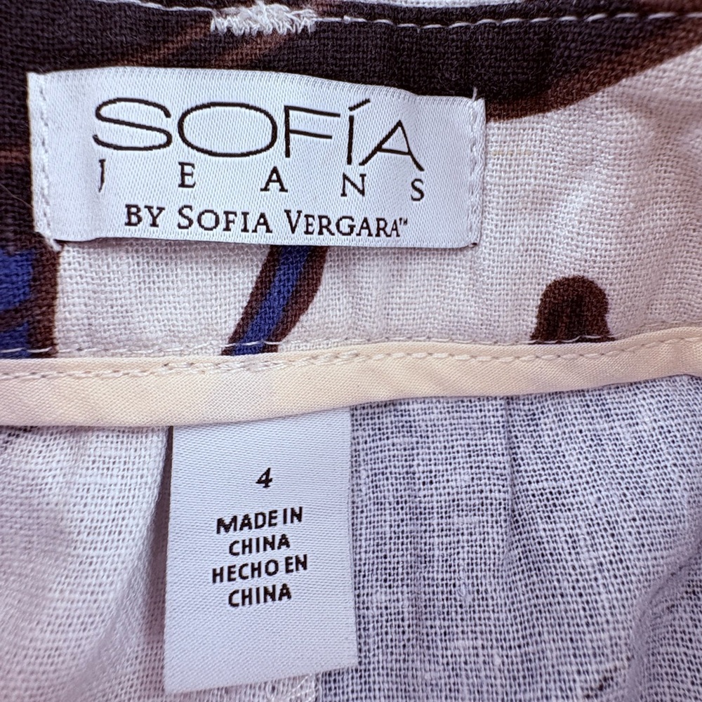 Sofia by Sofia Vergara Tropical Botanical Belted High Waist Shorts Size 4 - Picture 3 of 9